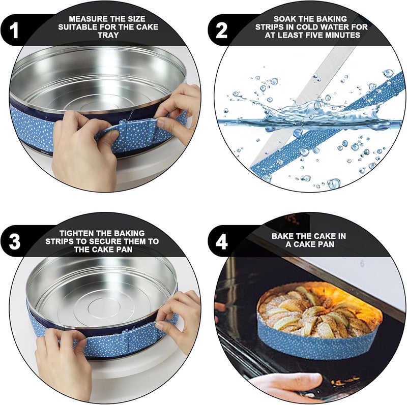 Bcautay 2 Pcs Baking Strips Cake Pan Dampen Strips Absorbent Thick Cotton Cake Strips for Kitchen Bakery Restaurant (Blue) - Image 3